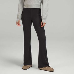 Lululemon Brushed Softstreme Ribbed Zip Flared Pant in Black
